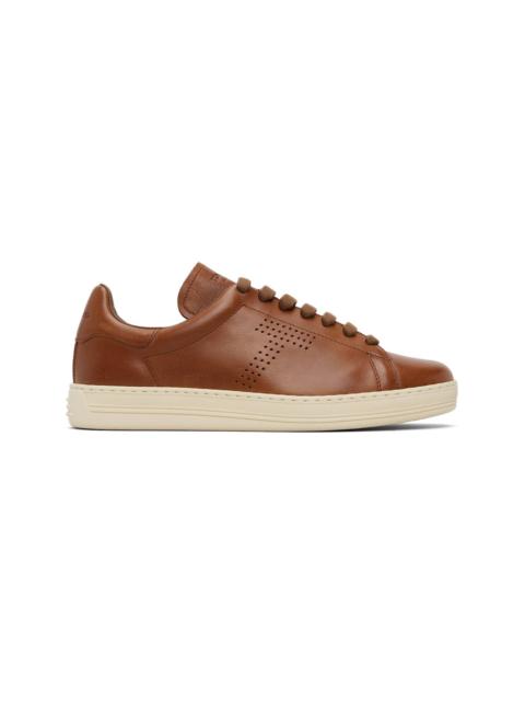 TOM FORD Brown Grain Leather Warwick Sneakers