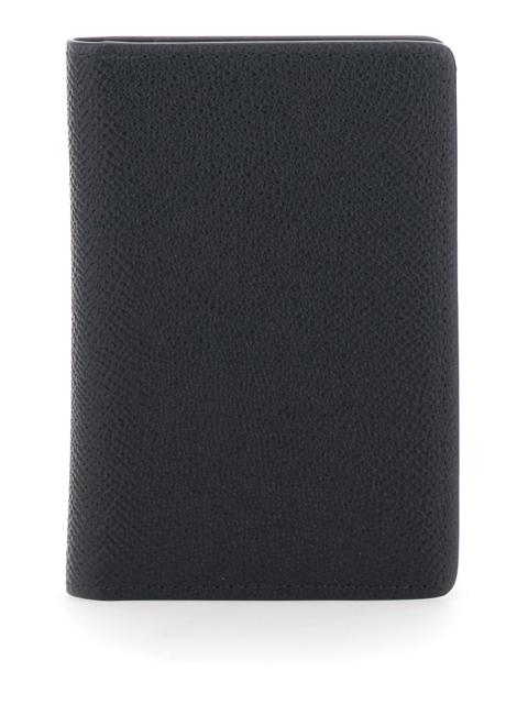 Maison Margiela Maison Margiela Women Black Wallet With Four Rear Stitchings And Embossed Logo Lettering On The Insi