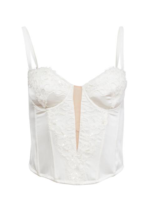 Fleur du Mal x Galia Lahav Beaded Iris Lace Bustier white