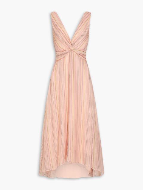 DEREK LAM 10 CROSBY Anna twisted striped linen and silk-blend gauze midi dress