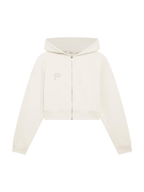 PANGAIA Womens Cropped Zip Up Hoodie - Bone White