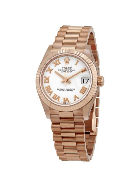 ROLEX Rolex Datejust 31 White Dial Automatic Ladies 18kt Everose Gold President Watch 278275WRP