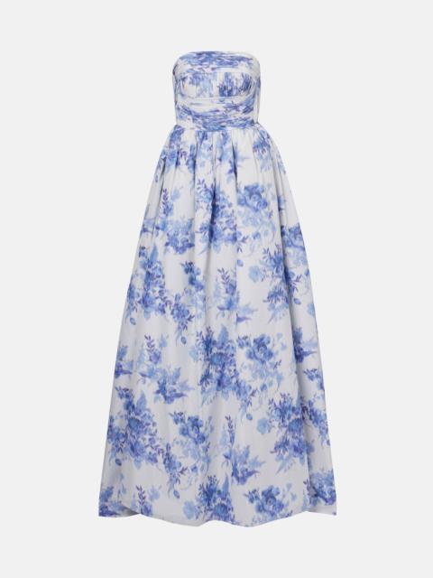 CAROLINA HERRERA Floral taffeta bustier gown