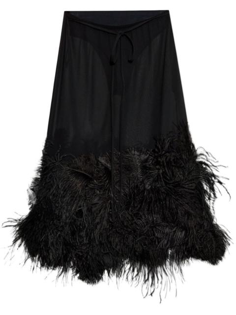 THE ATTICO Georgette skirt with feathers