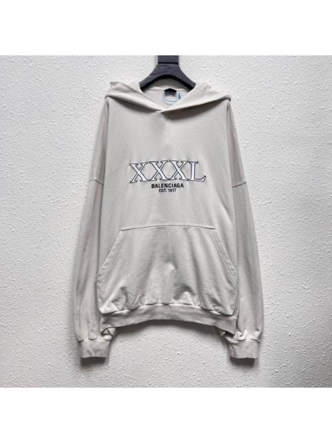 BALENCIAGA Balenciaga Off-White Embroidered Logo Hooded Sweater