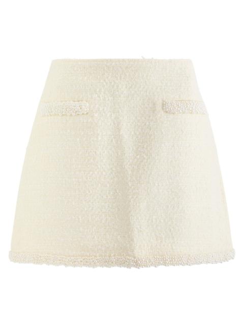 Self-portrait Pearl and Sequin-embellished Tweed Mini Skirt
