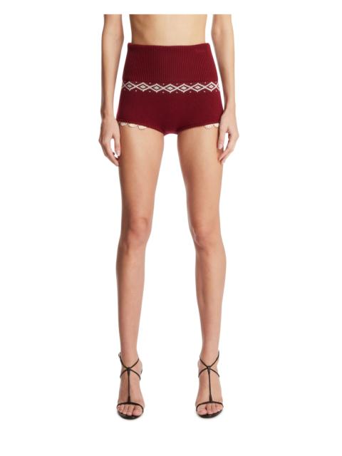 MAGDA BUTRYM Burgundy Jacquard Wool Shorts