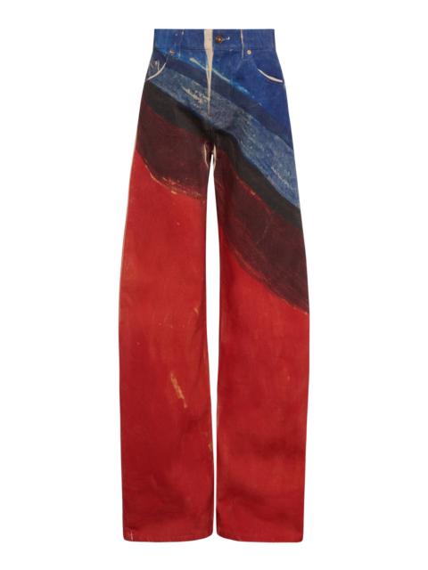 GABRIELA HEARST Amoret Printed Rigid High-Rise Wide-Leg Jeans red