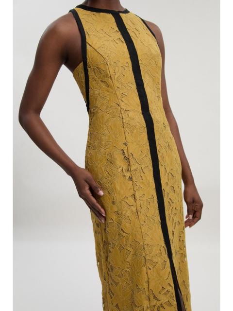 KAREN MILLEN Petite Lace with black taping woven maxi dress