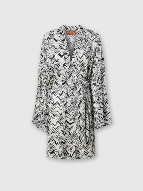Missoni Slub zigzag viscose-blend cover-up kimono with belt