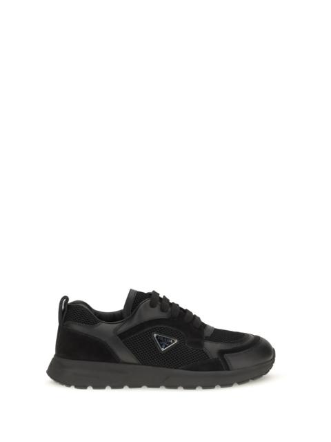 Prada Prada Prax Leather and Fabric Sneakers Black