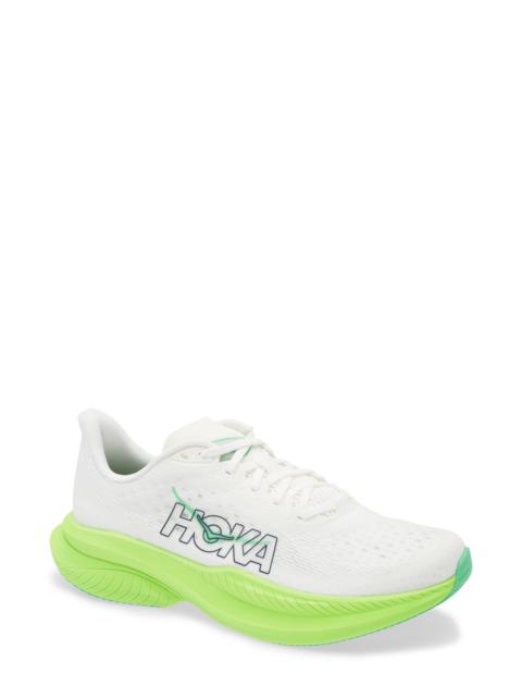HOKA HOKA Mach 6 Running Shoe in White /Neon Lime at Nordstrom