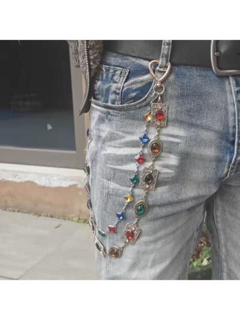 Japanese Brand - retro agate colourful pants chain