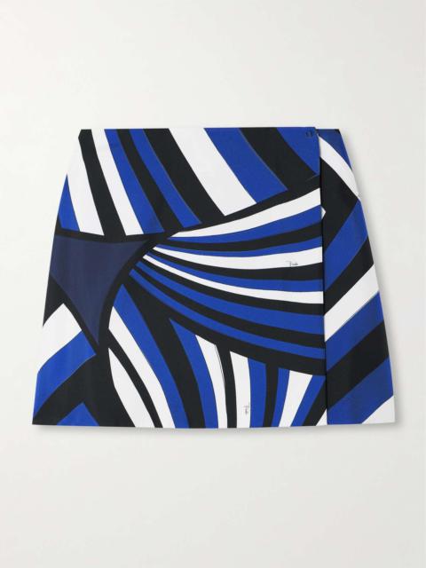 PUCCI Printed silk-twill mini wrap skirt