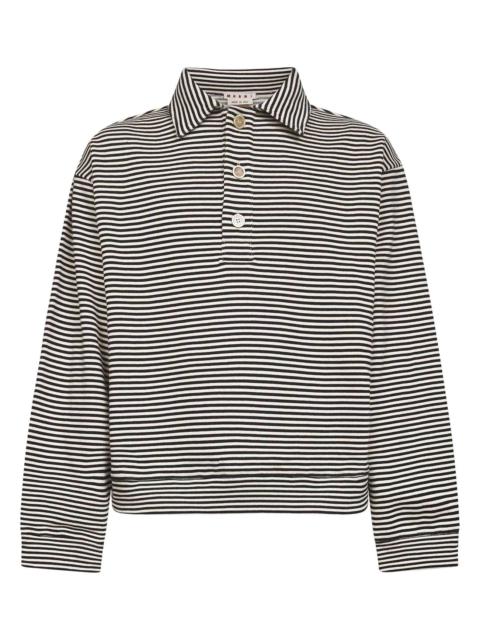 Marni Black striped cotton polo sweatshirt