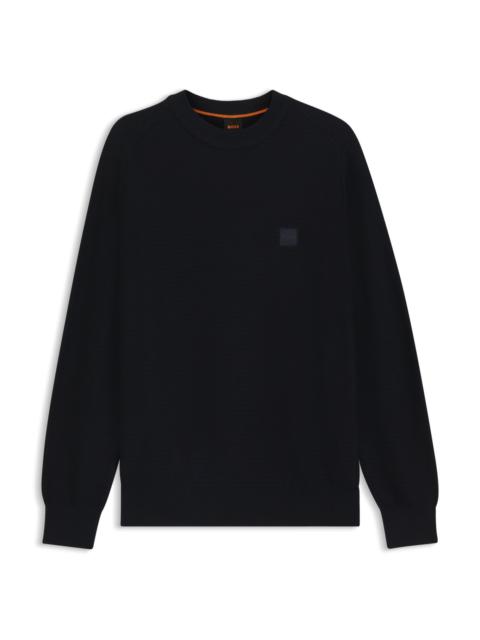 BOSS COTTON-CASHMERE SWEATER WITH LOGO PATCH