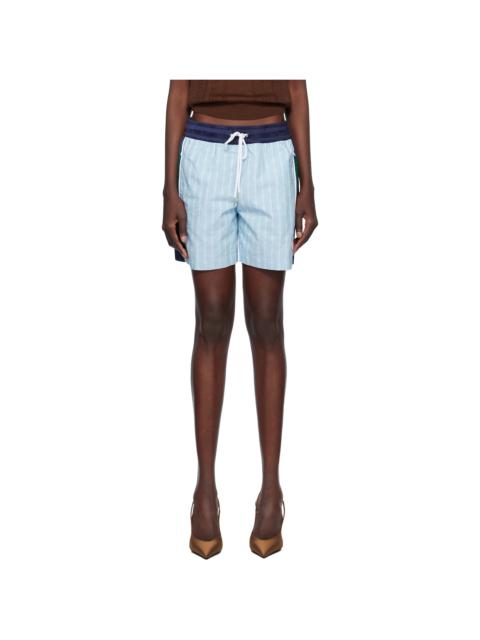 CASABLANCA Blue Pinstripe Laurel Track Shorts