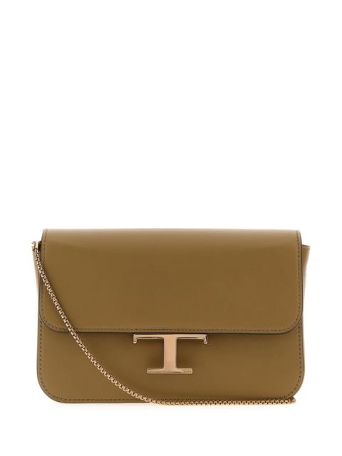 Tod's Olive green leather micro crossbody bag