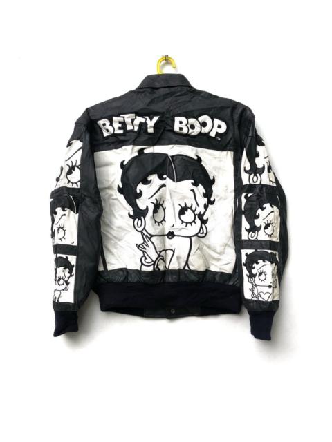 Other Designers Vintage 90s Leather Jacket Varsity Cartoon Betty Boop