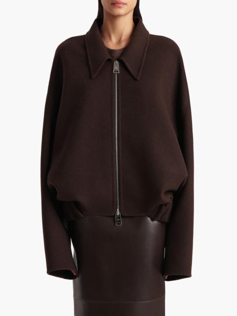KHAITE Khaite Odin Wool Bomber Jacket in Dark Brown at Nordstrom