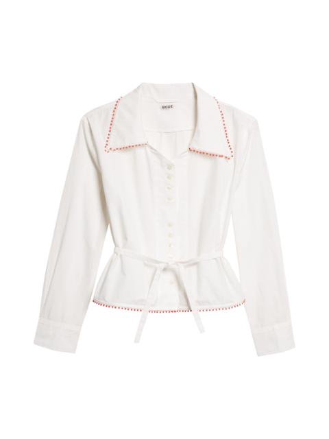 BODE Bode Redbud Cotton Poplin Button-Up Shirt in White at Nordstrom