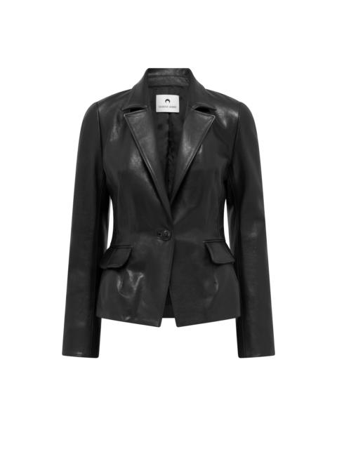 Marine Serre Satin Grain Leather Fitted Jacket