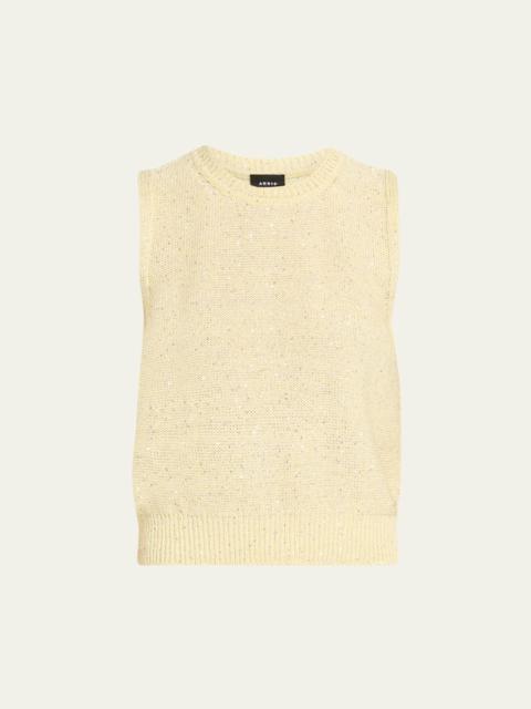 AKRIS Sleeveless Sequined Linen Cotton Sweater
