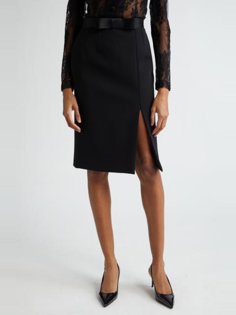 Dolce & Gabbana Bow Waist Wool Blend Pencil Skirt
