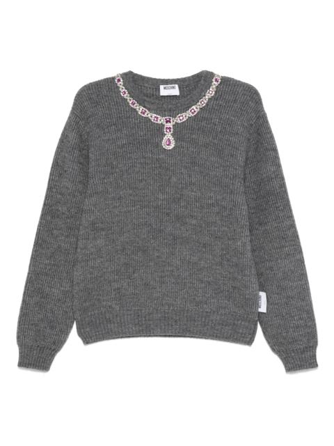 Moschino Moschino Jewel-embellished Ribbed Sweater
