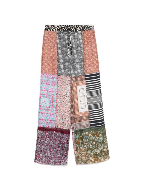 Regenerated silk-scarves trousers