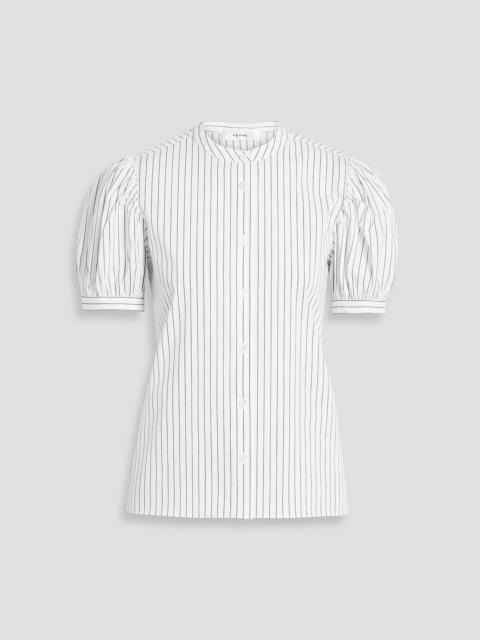 FRAME The Gathered striped cotton-blend poplin top
