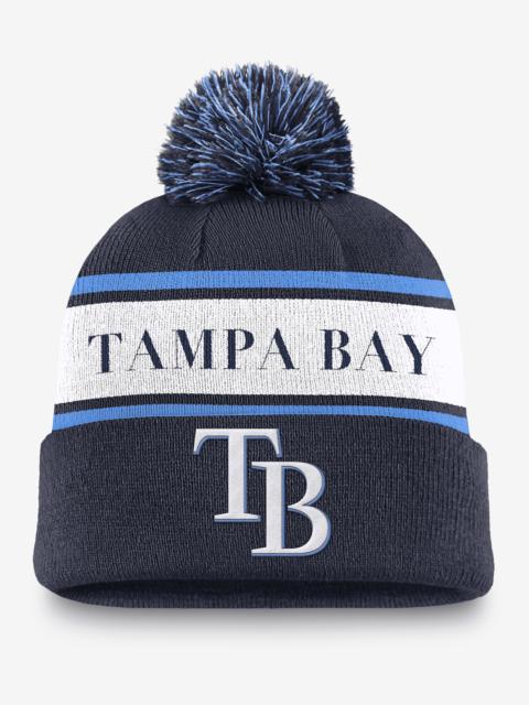 Tampa Bay Rays Team Stripe Peak Men's Nike MLB Cuffed Pom Beanie