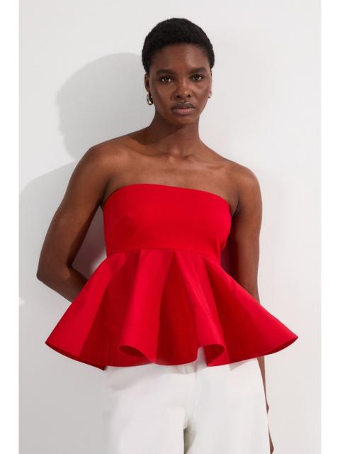 KAREN MILLEN Ruffle Hem Ponte And Cotton Jersey Bandeau Top