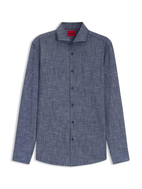HUGO SLIM-FIT SHIRT IN COTTON AND LINEN
