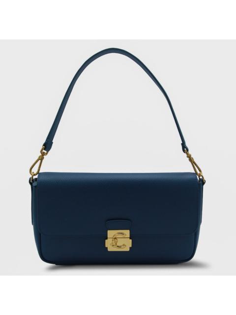 Other Designers Coccinelle Deep Blue Leather C-Me Lock Shoulder Bag