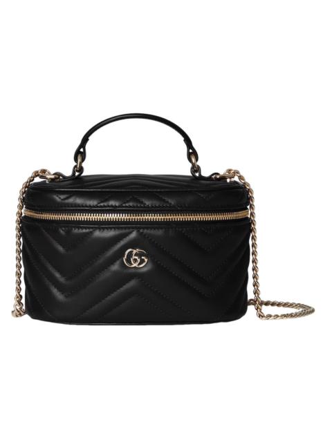 GUCCI GUCCI GG Marmont Mini Black Leather Vanity Bag New And Authe