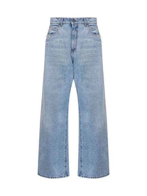 GIUSEPPE DI MORABITO Giuseppe Di Morabito Women Light Blue Denim Crystal-Embellished Baggy Jeans