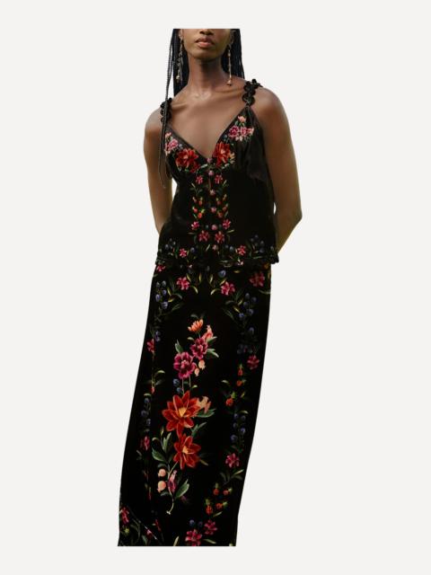 FARM RIO Black Belle Garden Scallop Sleeveless Top