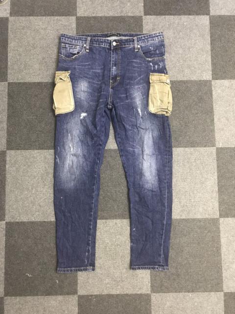 Other Designers Distressed Denim - MINGTAN Two Tones Distressed Cargo Jeans