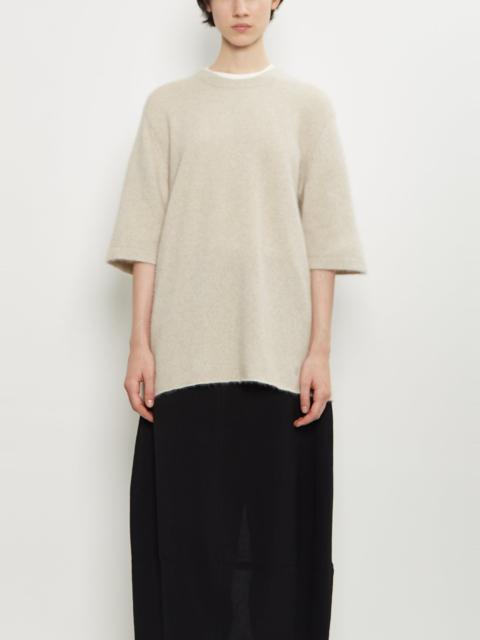 Loulou de Saison Raven Mercerized Wool Sweater — Stone Melange