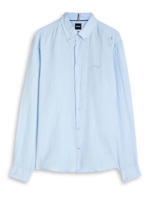 BOSS Boss Logo-embroidered Linen Shirt