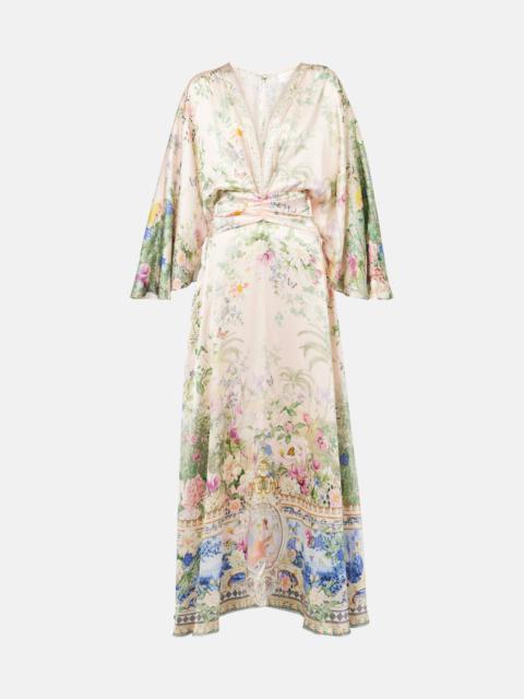 CAMILLA Crystal-embellished silk wrap dress
