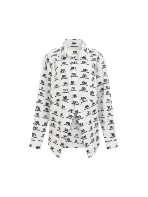 BALENCIAGA Hand Drawn BB Icon Swing Shirt in White/Black