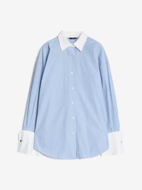 7 For All Mankind Poplin Oversized Shirt in Pinstripes