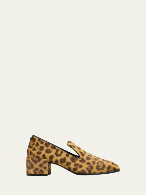 JIMMY CHOO 45mm Elliot Leopard Calf Hair Loafers