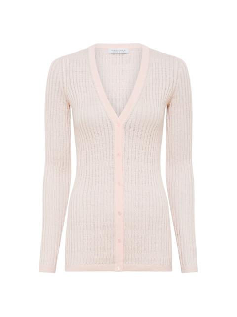 GABRIELA HEARST Emma Pointelle Knit Cardigan in Pale Blush Cashmere Silk