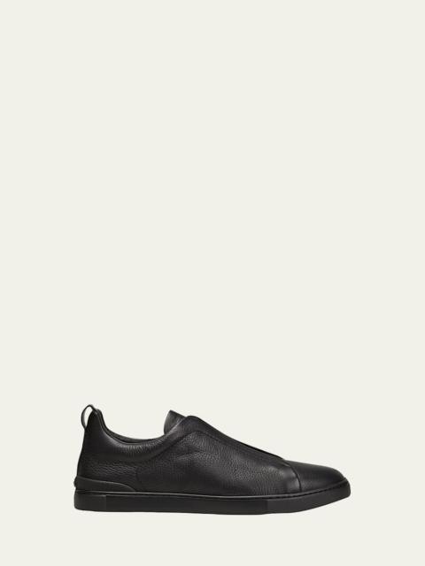 ZEGNA Men's Triple-Stitch Leather Sneakers