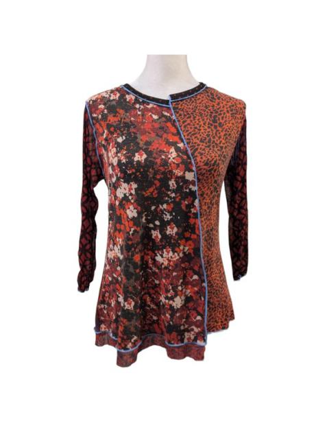 Other Designers Anya AF Jane Red Splatter Leopard Mesh Asymmetrical Tshirt Small