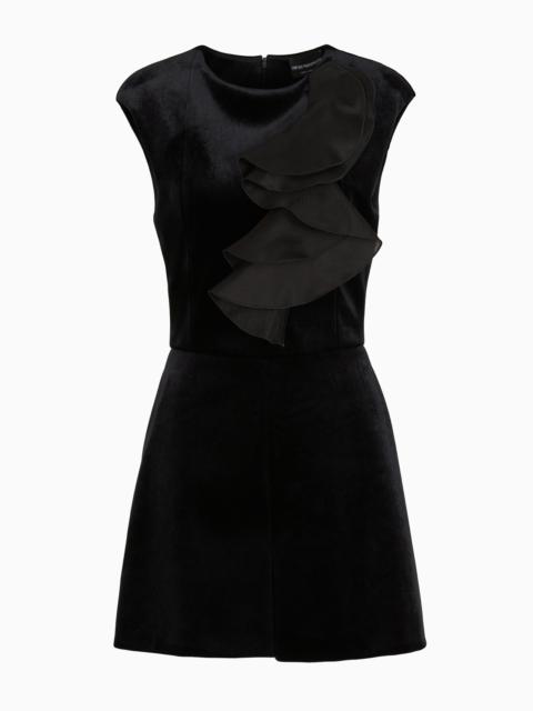 EMPORIO ARMANI Moon Capsule collection chenille jersey short jumpsuit with organza ruffles