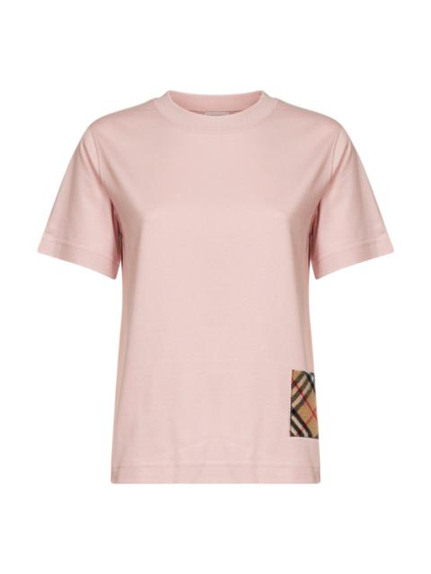 Burberry Burberry Women Bouquet Pink Cotton T-Shirt With Check Patch
